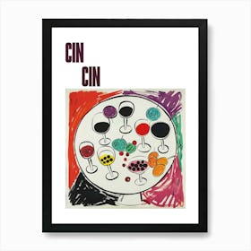 Cin Cin Poster Wine Lunch Matisse Style 3 Art Print