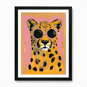 Leopard In Sunglasses. Gouache Portrait Affiche