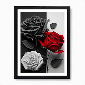 Black And White Roses 1 Art Print