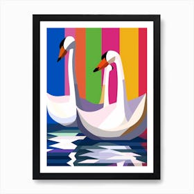 Swans Abstract Pop Art 3 Art Print