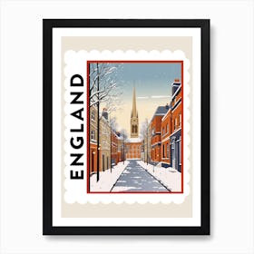 Retro Winter Stamp Poster Bath United Kingdom 1 Art Print