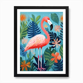 Pink Flamingo In The Jungle, Matisse Inspired Art Print