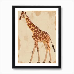 Storybook Style Illustration Of A Giraffe 1 Art Print