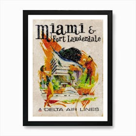 Vintage Travel Poster ― Miami Fort Lauderdale Delta Air Lines Art Print