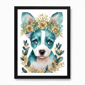 Floral Afador Dog Watercolor (2) Art Print