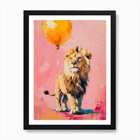 Cute Lion 3 With Balloon Art Print