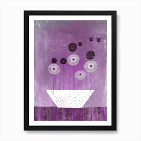 Purple Flowers in a Vase Abstract Painting Art Print