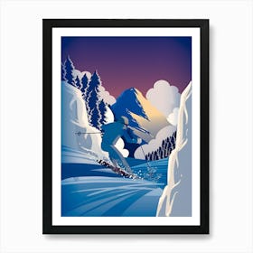 Skier In The Mountains Art Print