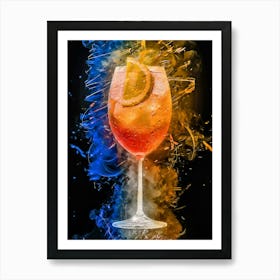 Glass Wine With Orange Art Print