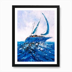 Blue Sailboat Art Print