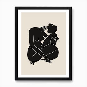 Baby Curl African Nude In Black Art Print