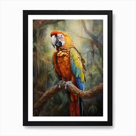 Golden Parrot Colorful Painting Bathroom Poster Art Print