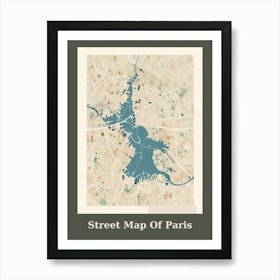 Street Map Of Paris Art Print