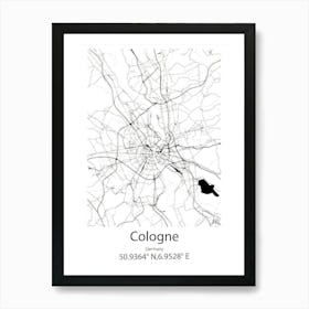 Cologne,Germany Minimalist Map Art Print