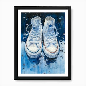 Converse Shoes In The Rain Art Print