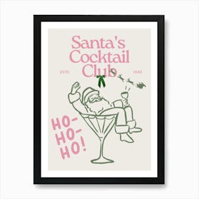 Santa’s Cocktail Club | Trendy Preppy Ho Ho Ho Christmas 3 Art Print