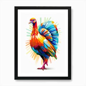 Colourful Geometric Bird Turkey 4 Art Print