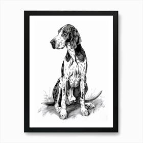 American Foxhound Dog Line Sketch Art Print