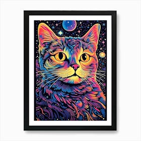 Galactic Pawtergeist, Psychedelic Cats series Art Print