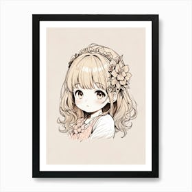 Anime Girl, Person, Person, Person, Person Art Print