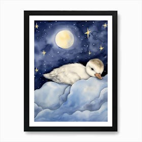 Baby Goose 1 Sleeping In The Clouds Art Print