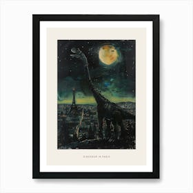 Dinosaur Paris Landscape Painting Poster Art Print