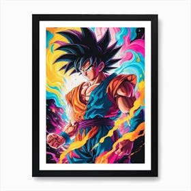 Goku Dragon Ball Z Neon Iridescent (19) Art Print