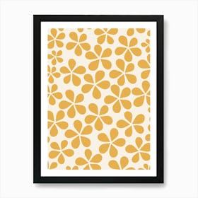 Daisy Florets | 06 - Mustard Yellow And Cream White Art Print