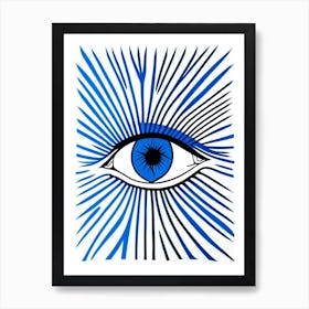 Spiritual Awakening, Symbol, Third Eye Blue & White 1 Art Print