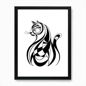 Black mosaic Cat Art Print