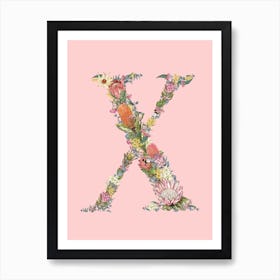 X Pink Alphabet Letter Art Print