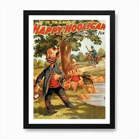 Happy Hooligans On Fishing, Funny Vintage Poster Art Print