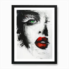 Woman With Red Lips Art Print