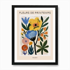 Spring Floral French Poster  Peony 1 Art Print