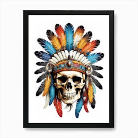 Skull Indian Headdress (30) Art Print