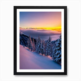 Wengen, Switzerland Sunrise Skiing Poster Art Print