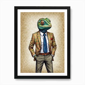 Lizard In Suit Art Print