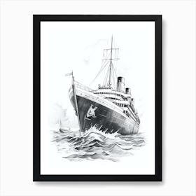 Titanic Sinking Ship Illustration 5 Art Print