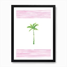 Pink Stripes Palm Art Print