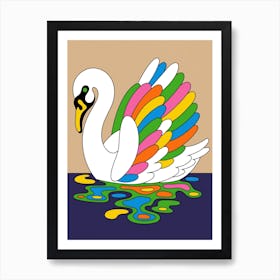 Timeless Colourful Swan on a Lake Print Art Print