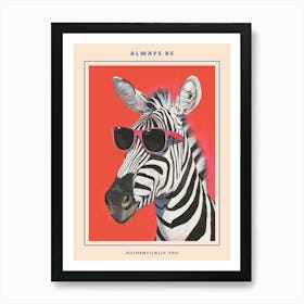 Kitsch Portrait Of A Zebra In Sunglasses 3 Poster Art Print