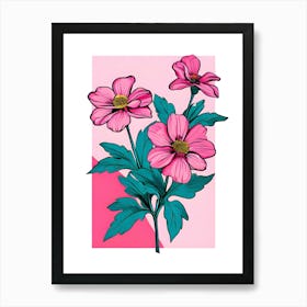 Pink Cosmos Flowers Art Print