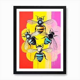 Vivid Bees Pop Art Inspired 1 Art Print