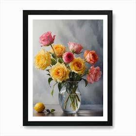 Roses In A Vase Art Print