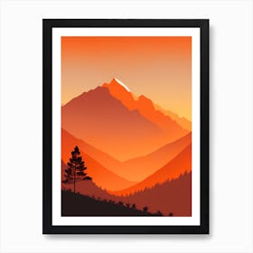 Misty Mountains Vertical Composition In Orange Tone 317 Art Print