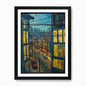 Window View Of Tokyo In The Style Of Expressionism 3 Art Print