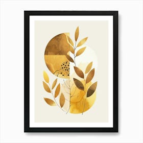 Abstract Gold Leaves 1 Art Print