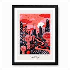 Poster Of San Diego, Illustration In The Style Of Pop Art 2 Art Print