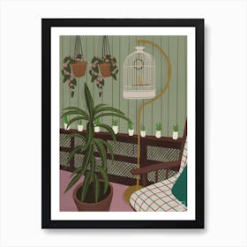 Living Room With Bird Cage Art Print