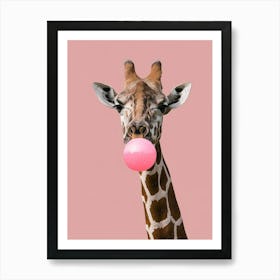 Giraffe Chewing Gum Canvas Print 1 Art Print